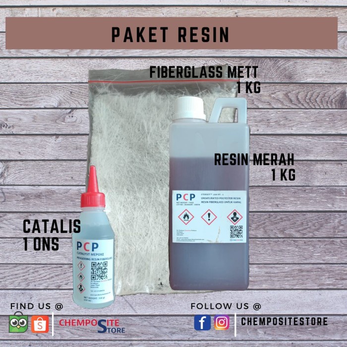 Tape Paket Resin / Paket Hemat Resin Fiberglass (Resin1Kg,Cat 1Ons,Met 1Kg)