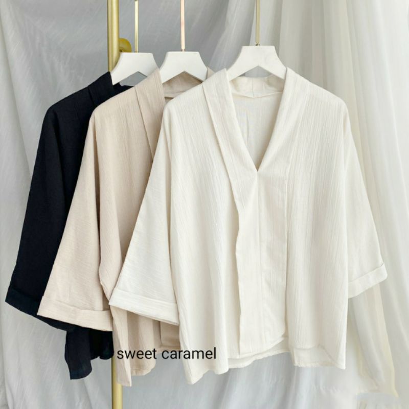 BLOUSE LINEN CRINKLE ATASAN BLOUSE WANITA LINEN SHIRT - BLOUSE WANITA