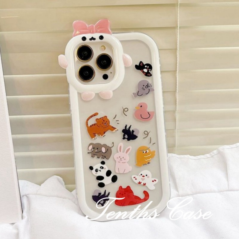 Oppo A78 A17 A17K A57 A77s A76 A96 A16 A16s A15 A15s A16k A16e A74 A54 A95 A94 A5 A9 2020 Reno 7Z 6 5 A3s A12e A5s A12 Full Layar Small Animal Phone Case Soft Cover Pelindung