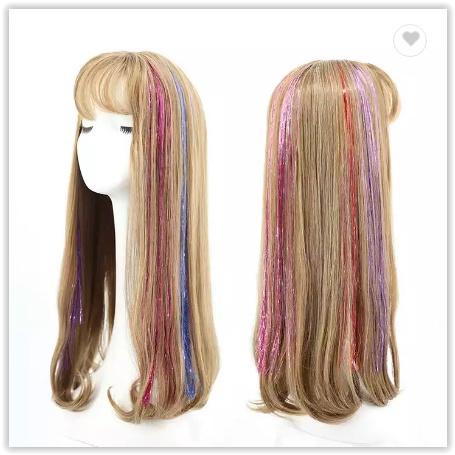 Termurah Aksesoris Rambut Palsu Holographic Sparkle Hair Tinsel Glitter Extensions Highlight