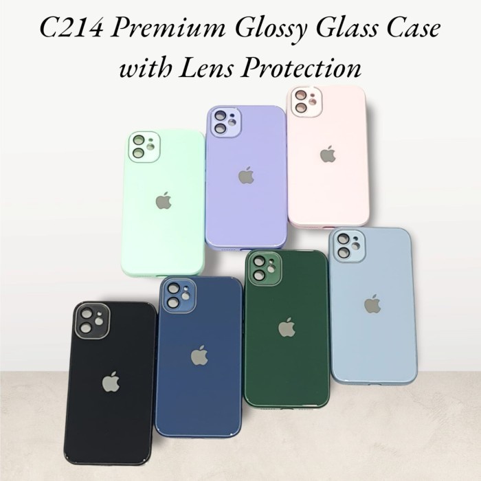 C214 IPhone 11 11 PRO 11 PRO MAX 12 12 PRO 12 PRO MAX 13 13 PRO 13 PRO MAX 14 14 PLUS 14 PRO 14 PRO MAX  Glossy Glass Case with Lens Protection