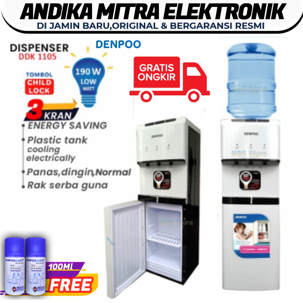 Dispenser DDK 1105 Electro Terbaru &amp; Super Hemat Listrik 3 Kran Panas Dingin Fresh