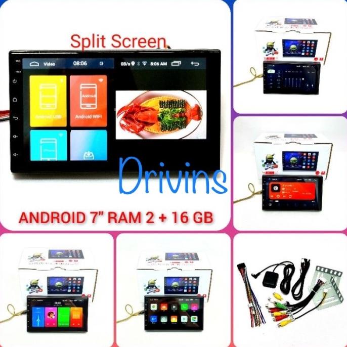 HEAD UNIT DOUBLE DIN ANDROID 7INCH UNIVERSAL RAM 2GB MEMORY 16GB