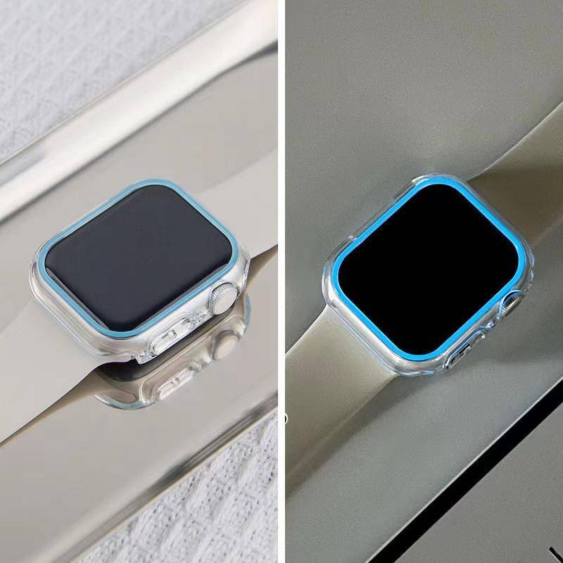 Case Pelindung Layar Luminous Untuk Apple Watch Seri 8 7 6 5 4 3 2 1 SE SE2 bumper 45mm 41mm 44mm 40mm 42mm 38mm