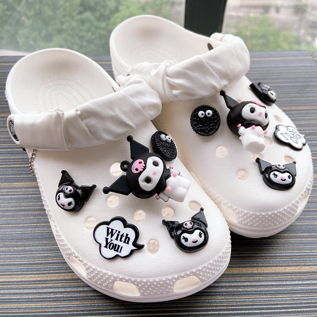 ❤️Kuromi❤️ 10pcs Liontin Sepatu Desain Kuromi Crocs Jibbitz | Jibbitz Gantungan Sepatu Bentuk Crocs