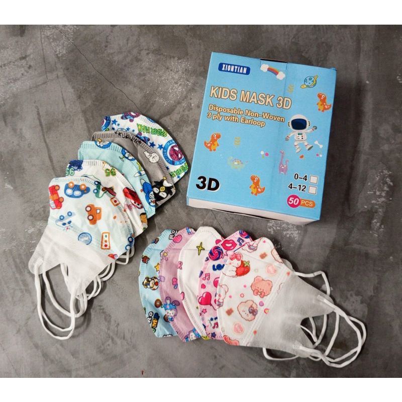 MASKER MEDIS ANAK DUCKBILL MOTIF CEWEK DAN COWOK / MASKER EARLOOP ANAK / MASKER KF94 ANAK POLOS 3PLY