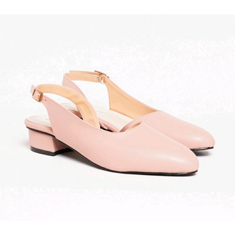 Sepatu Slingback OVERSIZE 41.45 Pantofel Wanita JUMBO Besar Sepatu Kerja Kasual Kaki Gemuk Kulit, 42