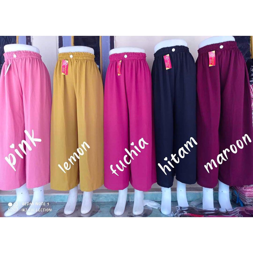 YES Celana Kulot Crinkle Panjang Kerut Kancing