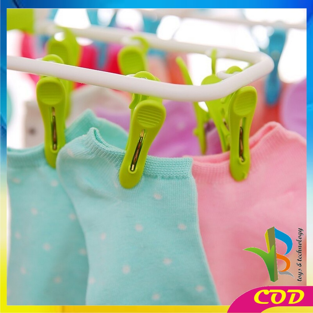 RB-C282 Gantungan Baju Lipat Jepitan 12IN1 / Hanger Jemuran Baju Plastik Tebal / Hanger Kaos Kaki / Gantungan Pakaian Dalam