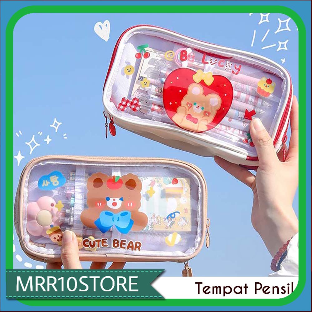 

Tempat Pensil Lucu Anak Transparan Kotak Pencil Dompet Besar Karakter Motif Pouch Stationary Resleting Serbaguna