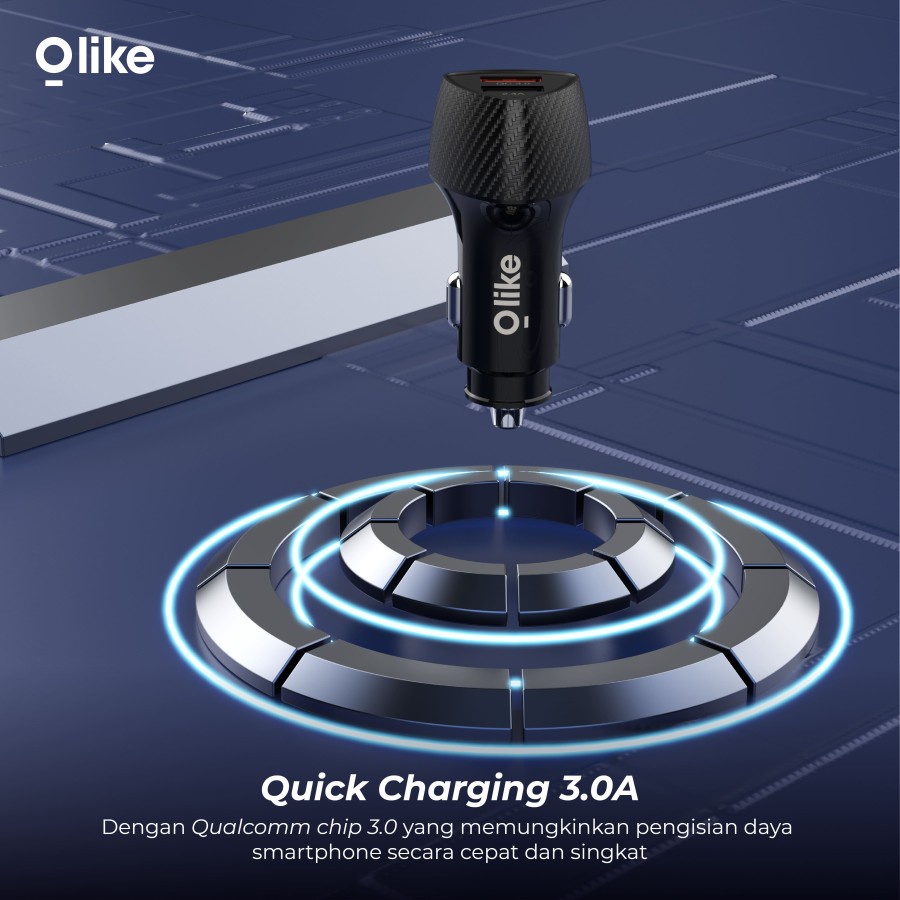 CAR CHARGER MOBIL OLIKE QUICK CHARGE 3.0 fast charging Dual USB R2