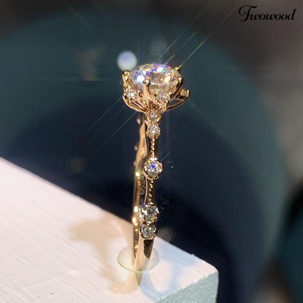 Cincin Bentuk Snowflake Model Open end Bahan Zircon Gaya Retro Untuk Wanita