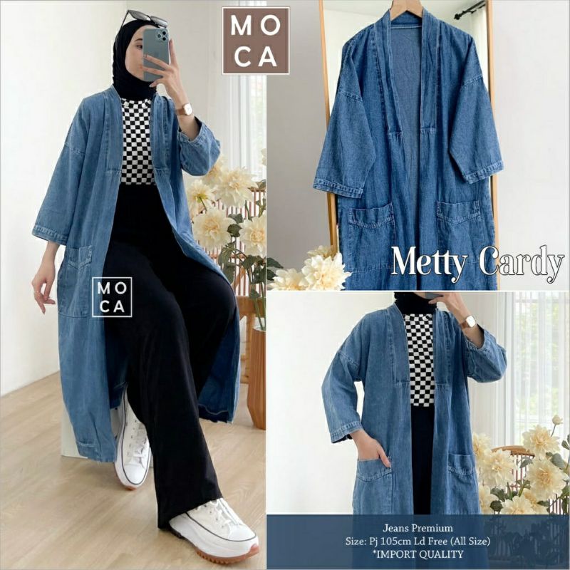 Metty Cardy, KARDIGAN JEANS CANTIK MODIS FIT XXL LD 110 BAHAN JEANS WASH PREMIUM TERMURAH OOTD