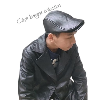 Topi copet kulit - topi pelukis kulit domba asli - Topi Mapia - Topi kulit terlaris