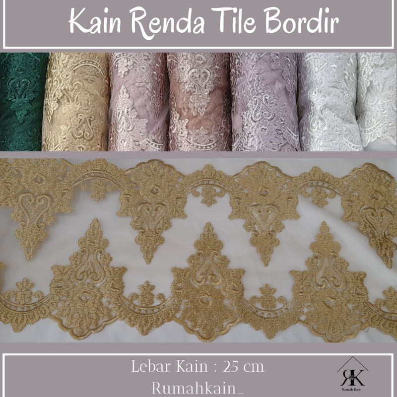 Kain Tile Renda Bordir/Tile Renda Bordir/Tile Renda