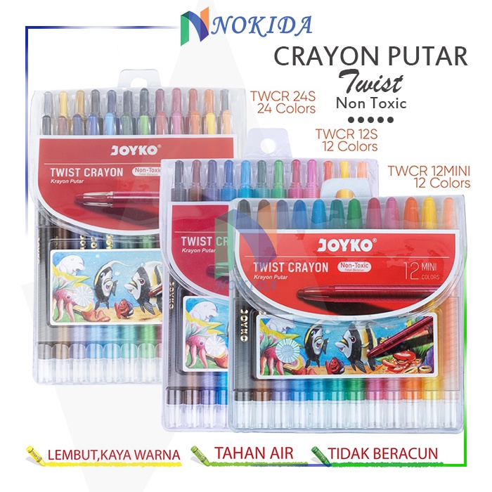 

Nokida Pensil Krayon Putar Titi Joyko [TWCR 12MINI 12S 24S] / Alat Tulis Gambar Oil Pastel Crayon Mini Warna