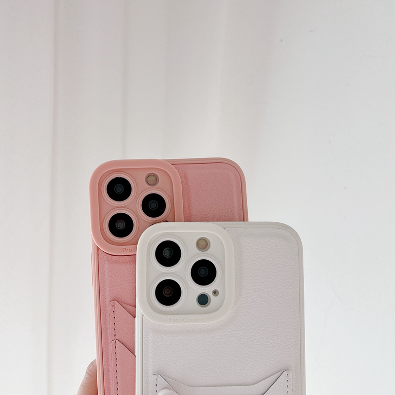 Card Bag Leather Soft Case iPhone 7 8 Plus 7 + 8 + XR XS Max 11 Pro Max 12 Pro Max 13 Pro Max Pink Kessing hp