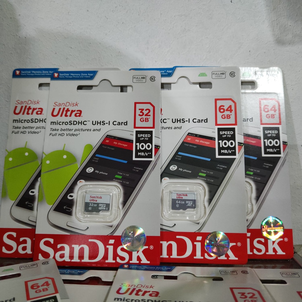 Memory Card Mico SD Sandisk Ultra 32Gb - 64Gb Speed Up To 100Mbps