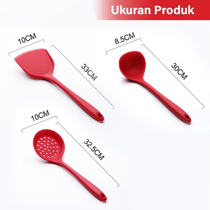 GM Bear Sutil Spatula Set Silikon isi 3pcs 1136 -Spatula Silicon Set