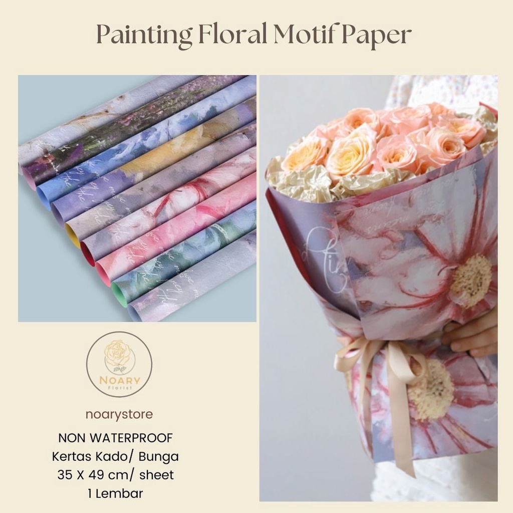 PAINTING FLORAL MOTIF PAPER CELLOPHANE