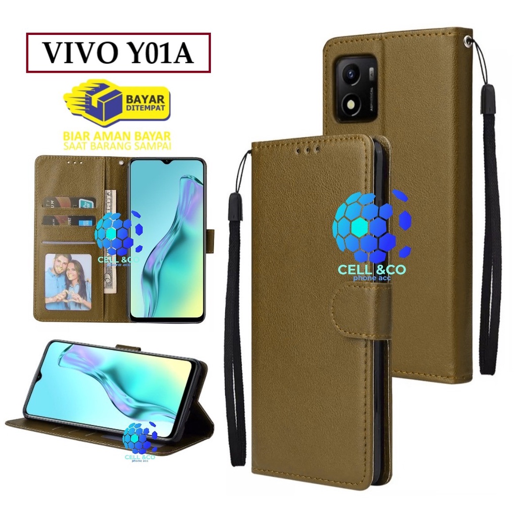 VIVO Y01A CASE FLIP LEATHER WALLET PREMIUM FLIP CASE BUKA TUTUP KESING HP CASING FLIP CASE WALLET VIVO Y01A