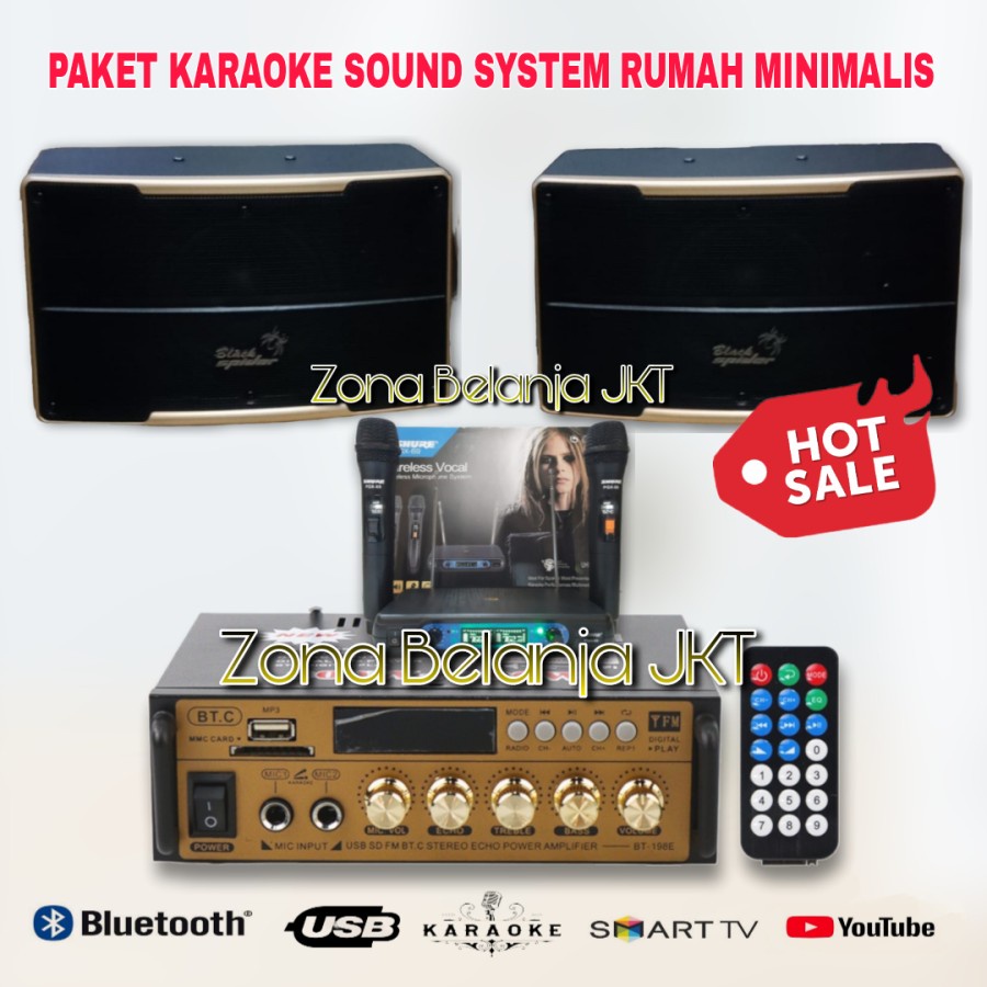 PAKET SOUND SYSTEM KARAOKE HEMAT SPEAKER 6 INCH AMPLI MIC ( MW-1 )