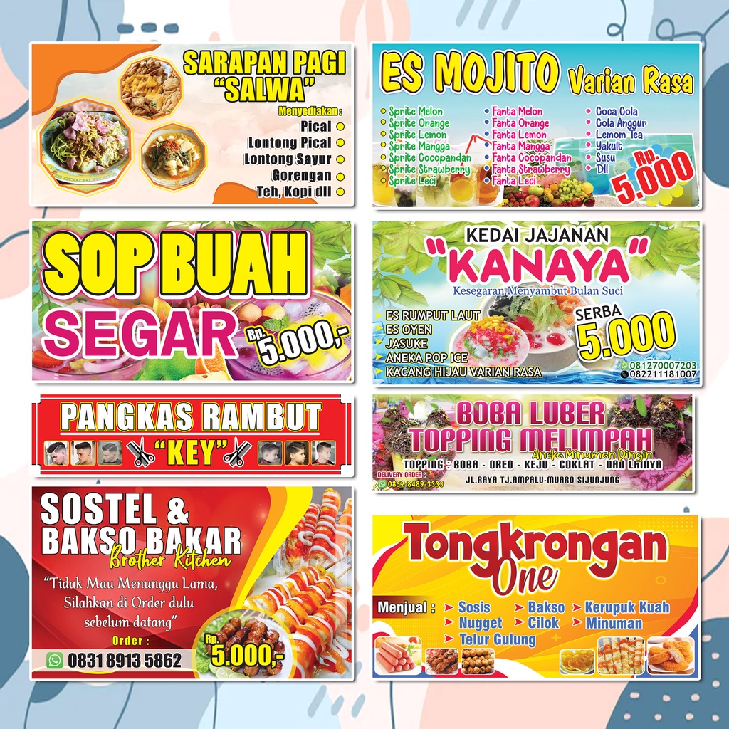 Spanduk Jualan Makanan, Minuman, Gratis Desain