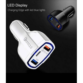 Car Charger Fast Charger 3 Port USB QC 3.0 TYPE C colokan mobil Car phone Charger / Universal Fast Charging 3129C