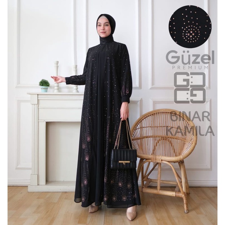 Dress Gamis Binar kamila Bordiran // Bahan Ceruty Adem dan Jahitan rapih