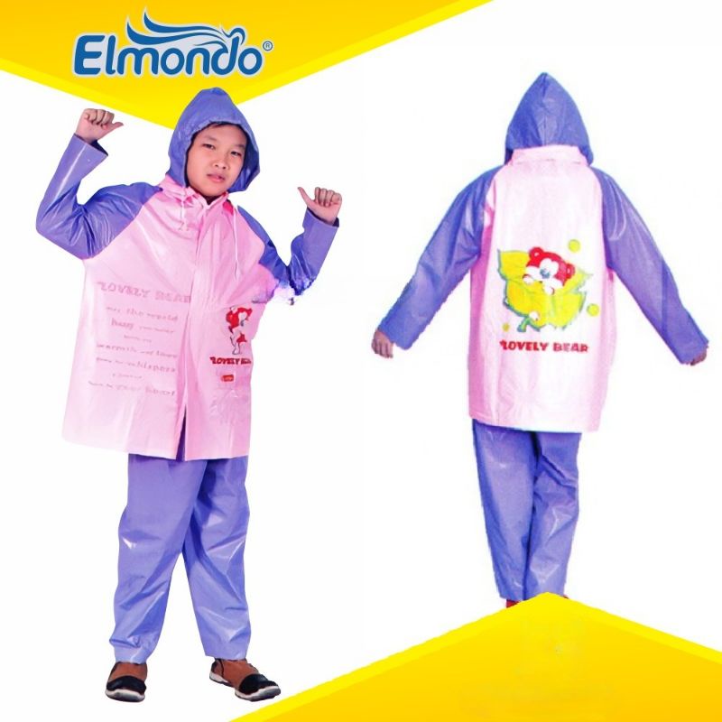 Jas hujan elmondo eksklusif 601 anak SD umur 7-12 tahun remaja setelan jaket celana