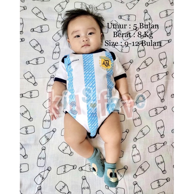Awet Jumper Bola Bayi / Jersey Bola Baby / Set Jumper Bayi Argentina Laki / Baju Bola Bayi / Romper