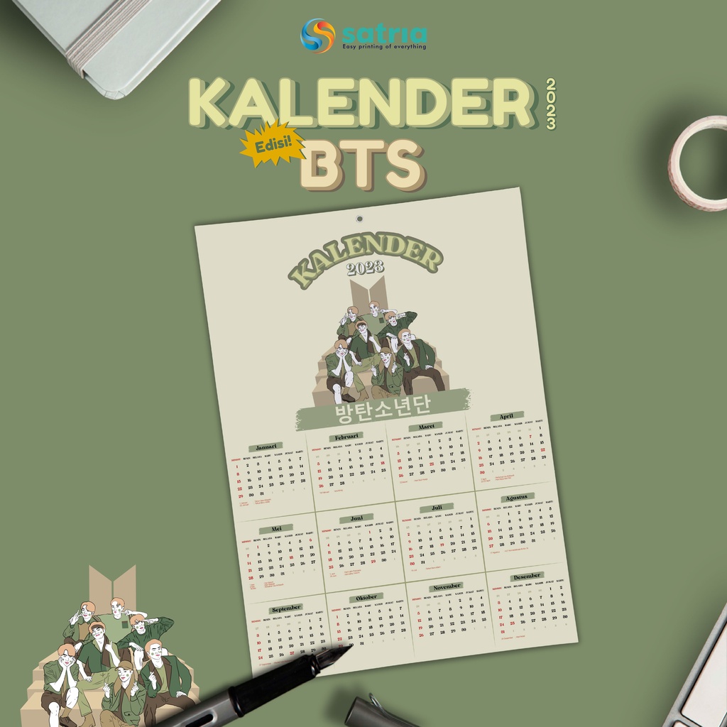 

KALENDER AESTHETIC BTS 2023 - Calender poster - Cetak kalender dinding - Kalender 2023 edisi BTS
