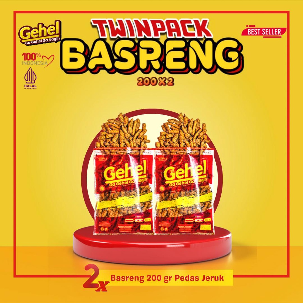 

Gehel Twinpack Basreng 200gr - Pedas Jeruk