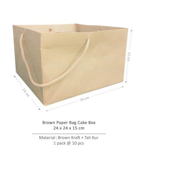 

[Digipack] Brown Paper Bag Cake Box 24 x 24 x 15 | Kantong Kertas