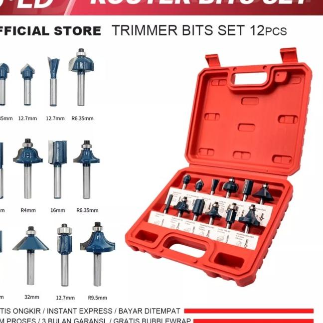 MATA TRIMMER |12 Pcs - 6mm | ROUTER BIT SET | MATA PROFIL SET | JLD