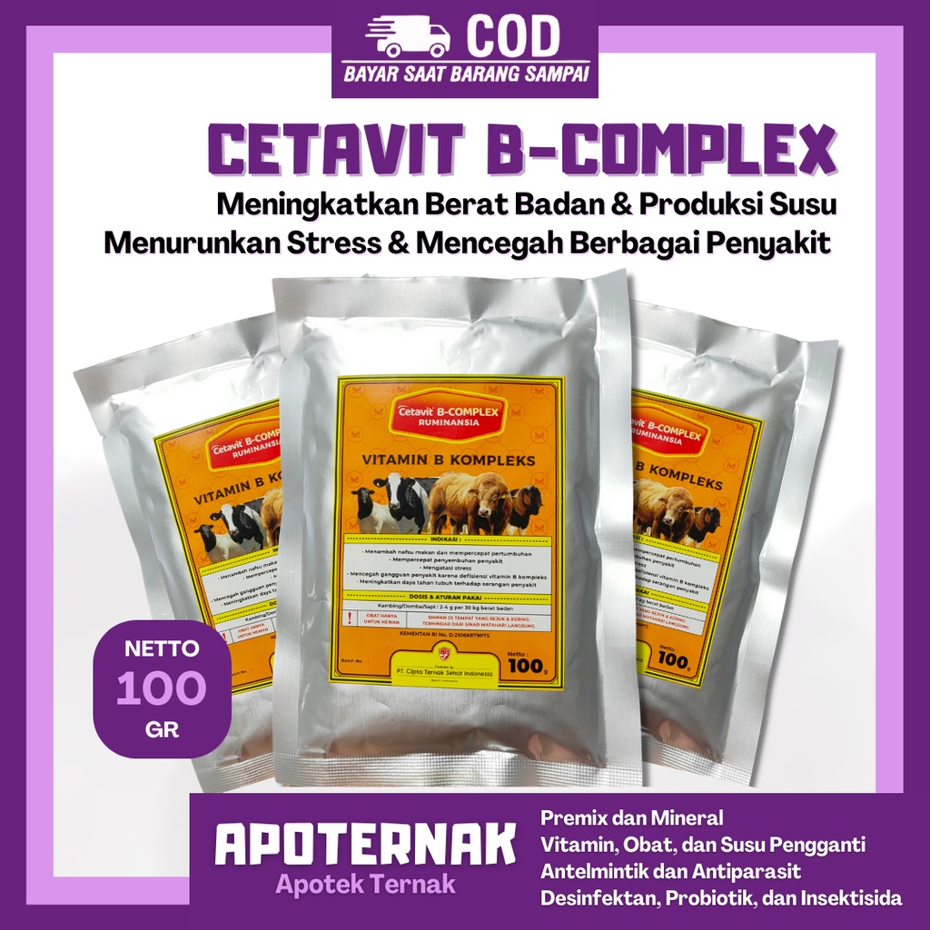 CETAVIT B COMPLEX | Meningkatkan Berat Badan &amp; Produksi Susu, Menurunkan Stress, Mencegah Penyakit | 100 gr