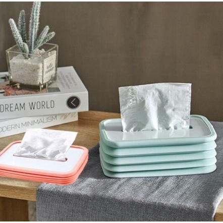 Kotak Tisu Flexibel Tempat Tisu Lipat Kotak Tissue Foldable Silicone Lifting Tissue Box Serbaguna