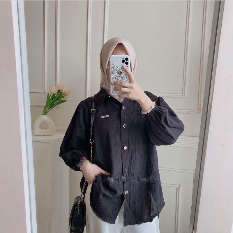 BASIC TOP / ATASAN OVERSIZE  WANITA / KEMEJA OVERSIZE CRINKLE