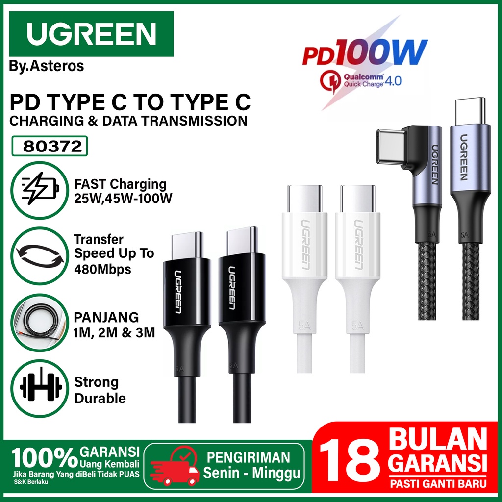 Jual Ugreen Kabel Data Usb Type C To Type C Pd Fast Charging Max W