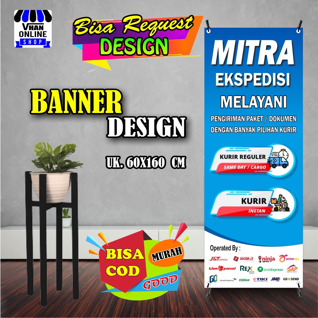 Spanduk Banner MMT Mitra Ekspedisi, Kurir, Pos Berdiri Keren Murah