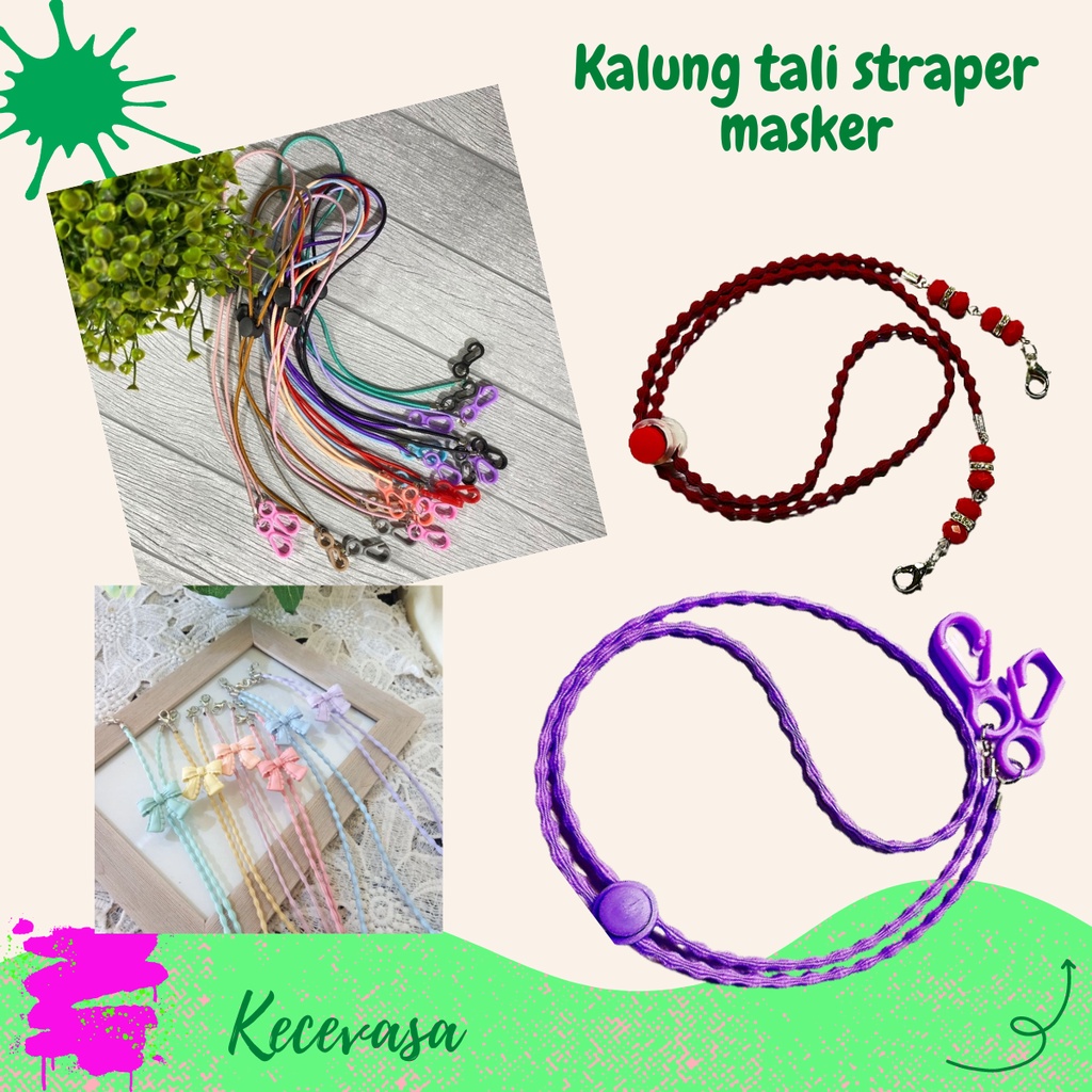 KALUNG MASKER TALI STRAP GANTUNGAN LANYARD KONEKTOR HIJAB RANTAI MUTIARA KRISTAL KOREA LAKI PEREMPUA