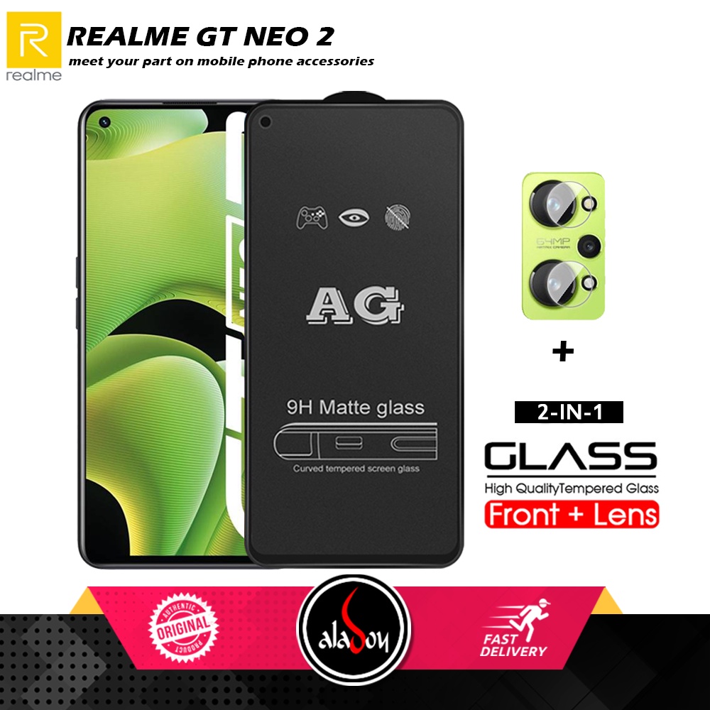 Realme GT Neo 2 PAKET 2IN1 Tempered Glass Matte Anti Glare Full Layar dan Tempered Glass Kamera