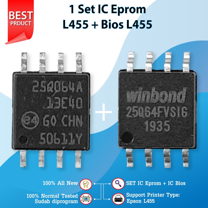 BUNDLING IC Eprom L455 + Bios L455 Firmware Printer Epson L455 25Q032, Resetter Printer