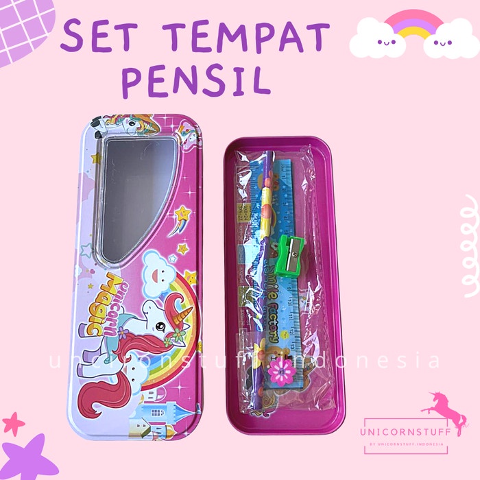 SET Tempat Pensil Unicorn Kotak Pensil Cewek Isi Stationery Alat Tulis