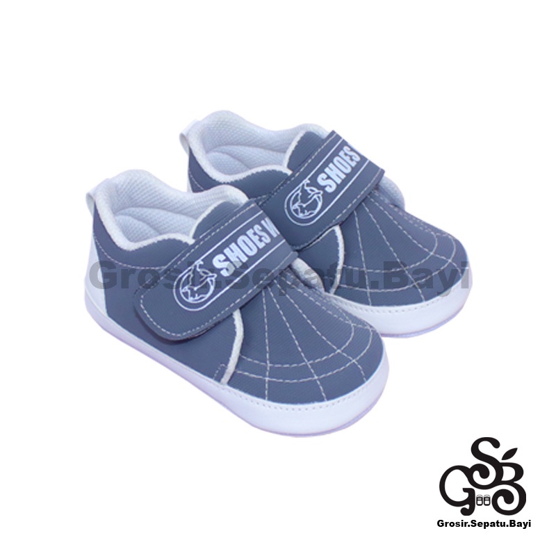 Sepatu Bayi - Baby Shoes - Prewalker  | 2-12 bulan | casual SPIDER Abu polos ringan &amp; fleksibel