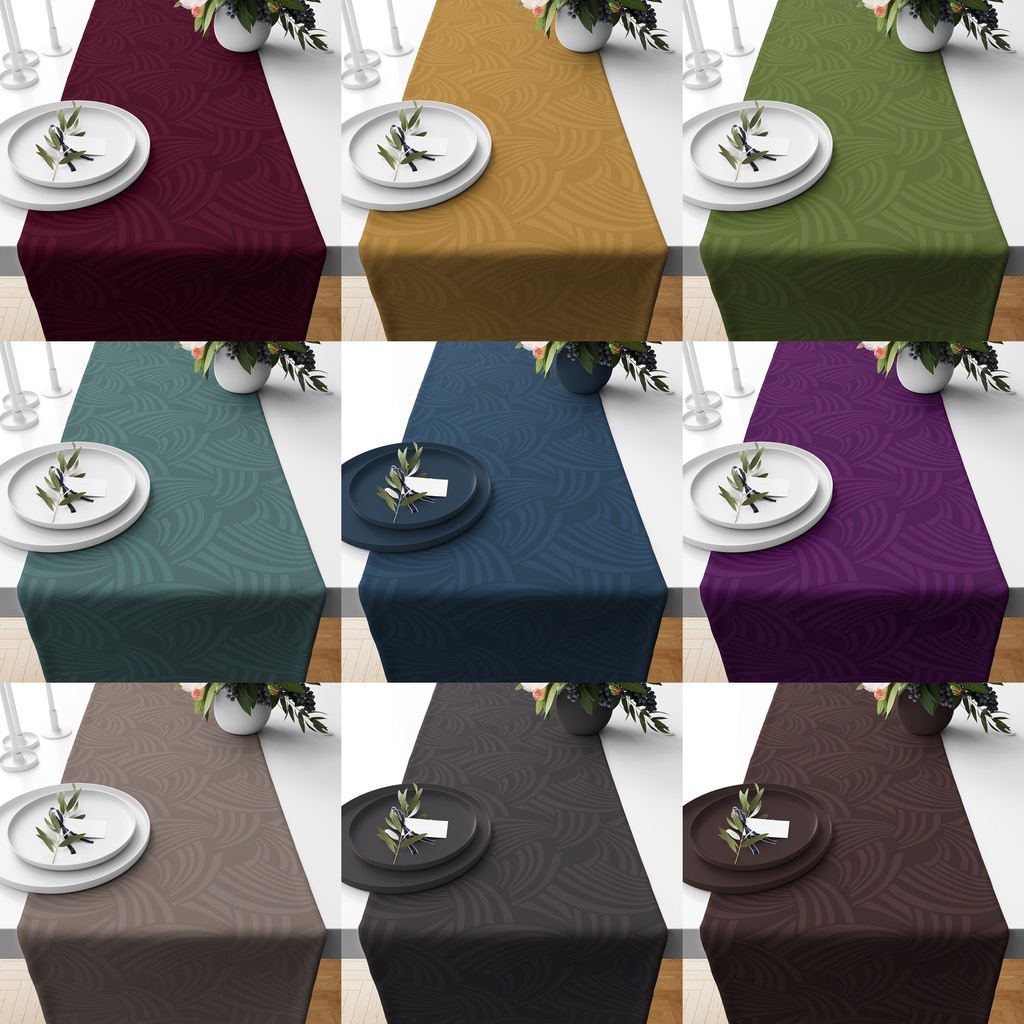 TABLE RUNNER TAPLAK MEJA EMBOSS MOTIF NAKAMI SERIES 140X40 DAN 230X40 CM