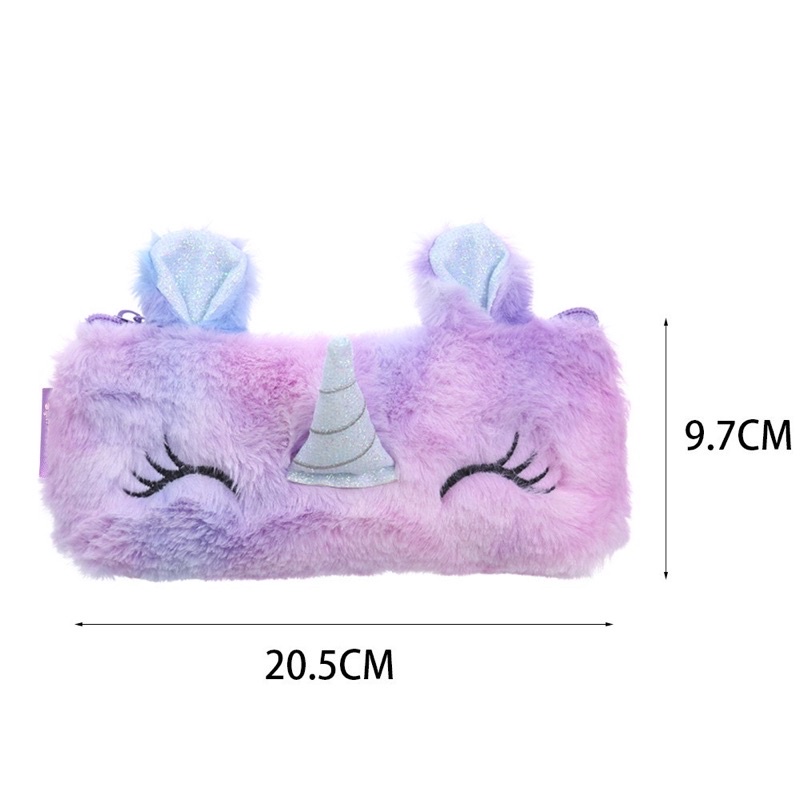 Kotak Tempat Pensil Unicron Bulu Alat Tulis Anak Dompet Kuda Poni Import Pencil Case Fluffy Perlengkapan Sekolah