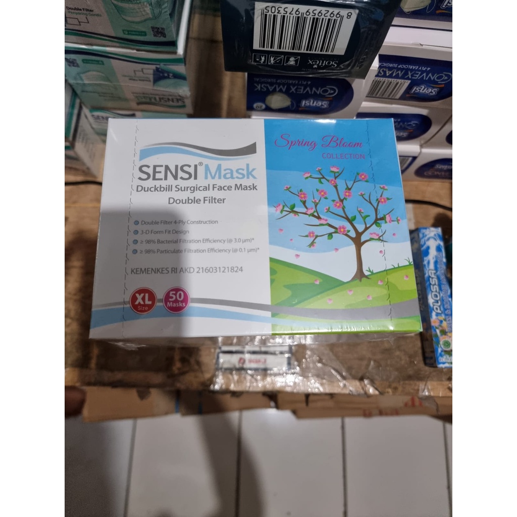 Masker Sensi Duckbill XL isi 50 4 PLY Earloop Double Filter Size XL