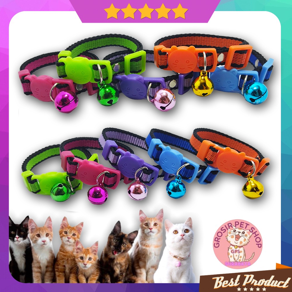 Kalung kucing anjing kelinci premium motif garis besar liontin 14 mm ecer grosir aksesoris hewan peliharaan