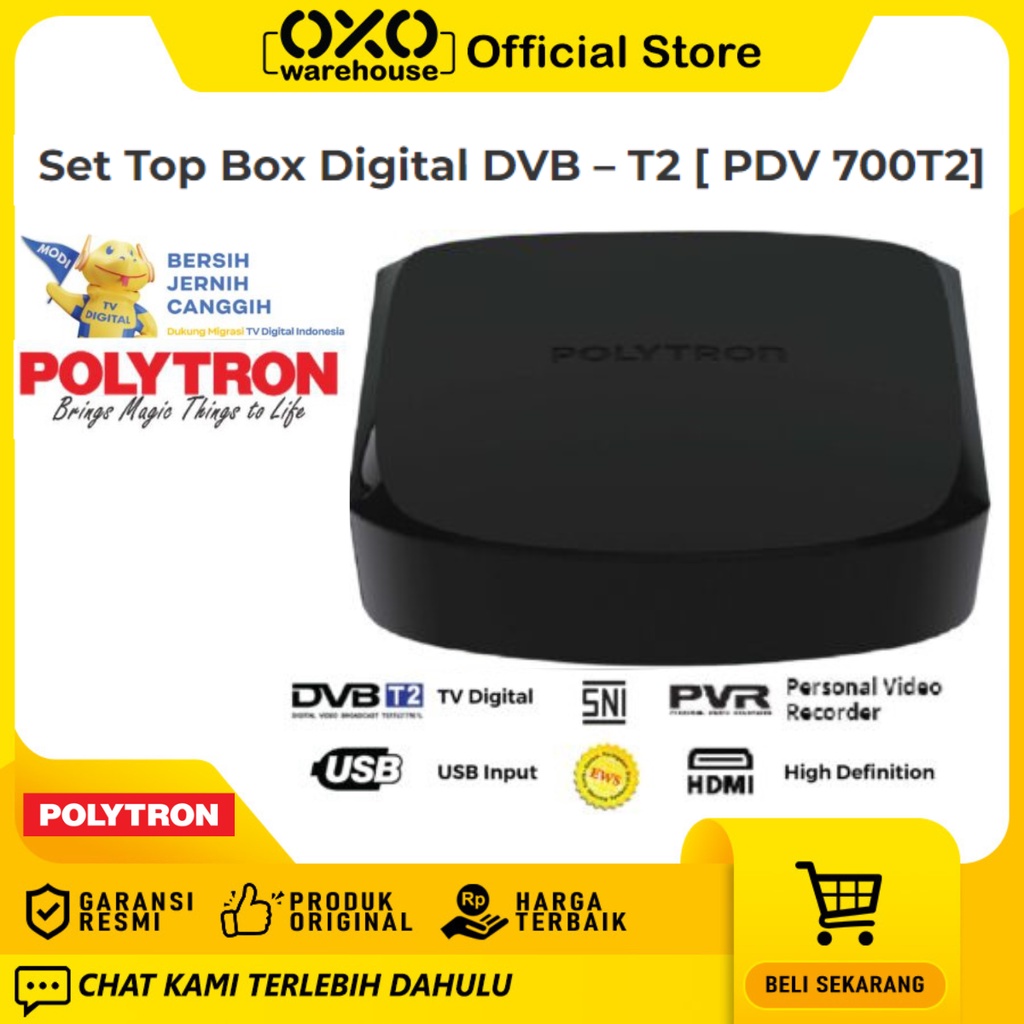 Polytron STB DVB T2 700T2 Set Top Box TV Digital Garansi Resmi